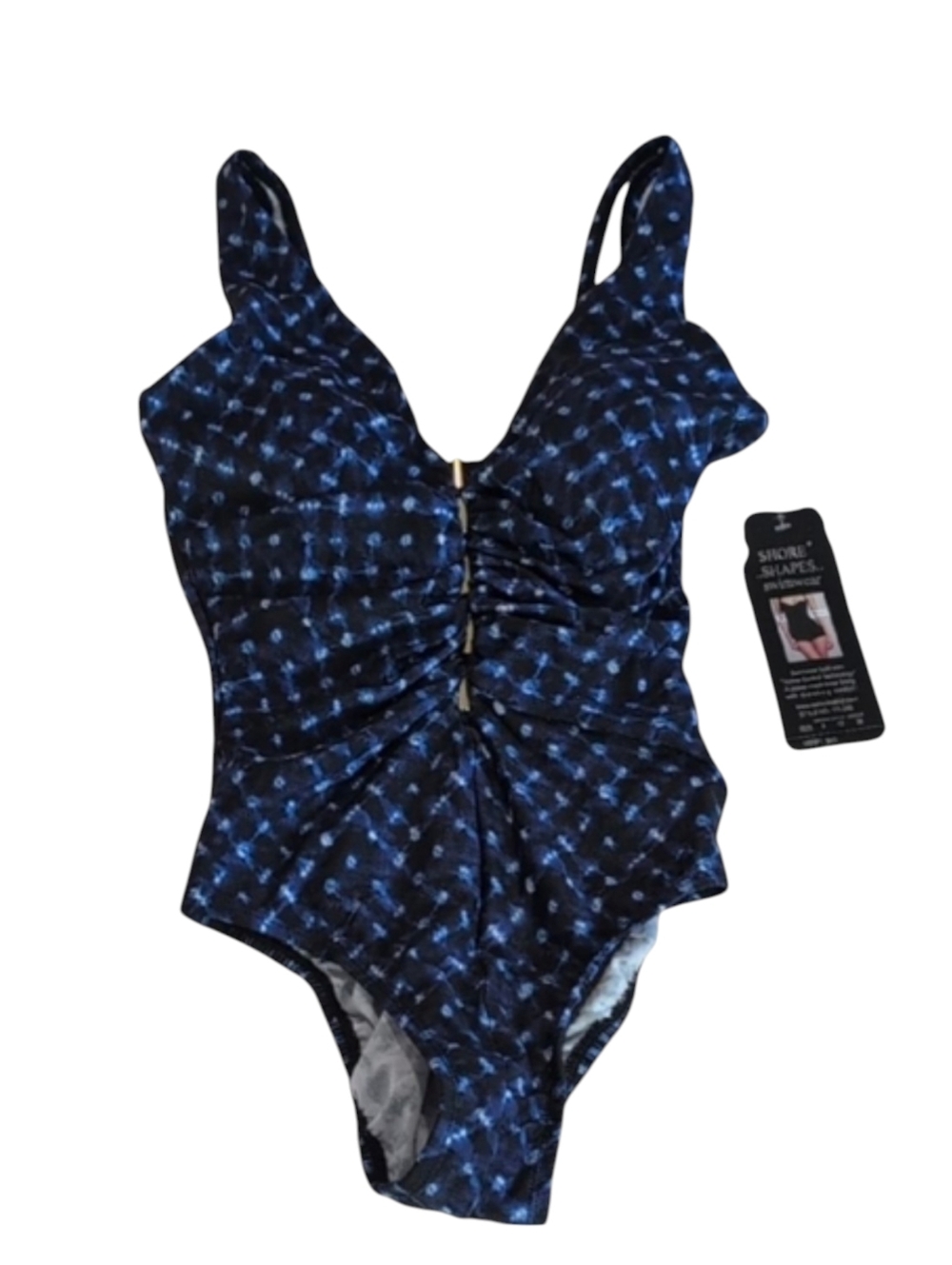 Shore Shapes Blue & Black One-Piece Swimsuit Size 8